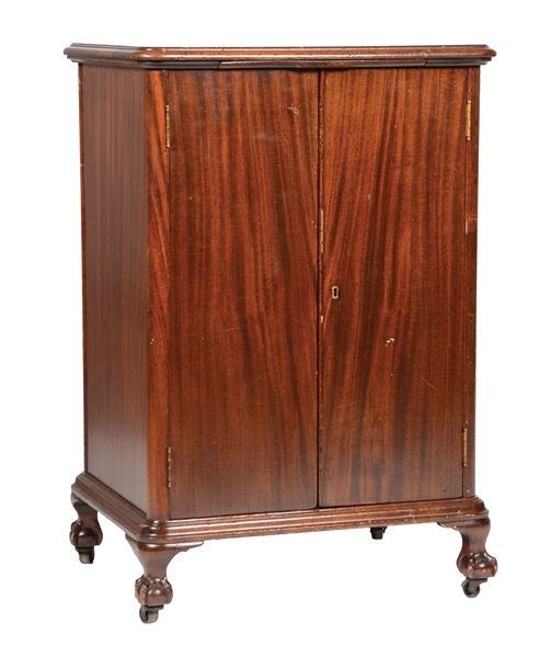 WALNUT SLOT OR COUNTER MACHINE CABINET STAND.