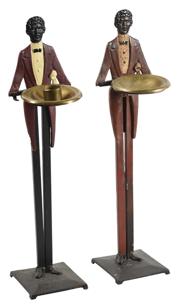 LOT OF 2: PAIR OF CAST-IRON CIGAR STANDS.
