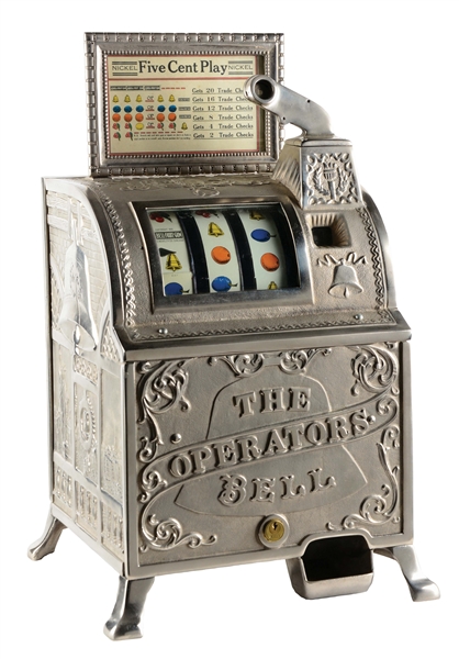 5¢ MILLS "THE OPERATORS BELL" BELL FRUIT GUM SLOT MACHINE.