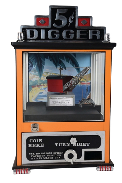 5¢ W.D. BARTLETT DIGGER ARCADE GAME.