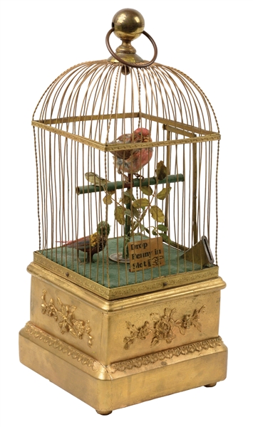 COIN-OPERATED DUAL SINGING BIRDS BOX.