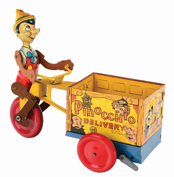 MARX TIN-LITHO WIND-UP PINOCCHIO DELIVERY TOY.
