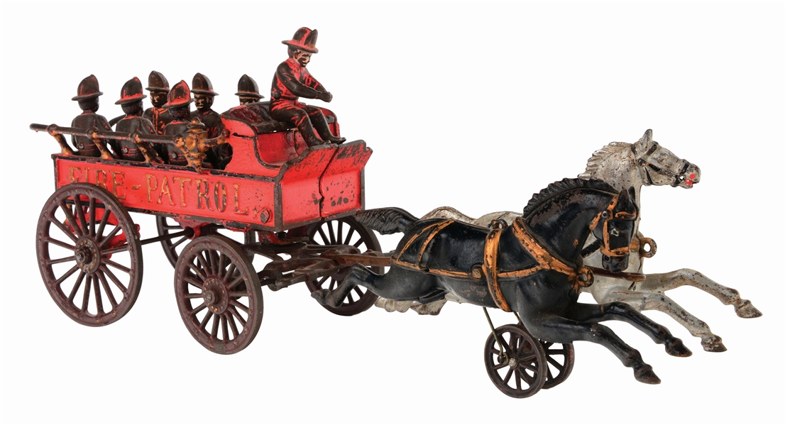 HUBLEY TWO HORSE DRAWN CAST IRON FIRE PATROL.