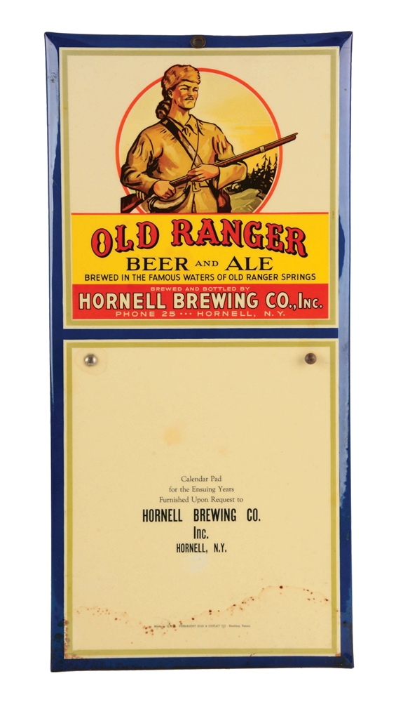 OLD RANGER BEER TIN OVER TIN CALENDAR.