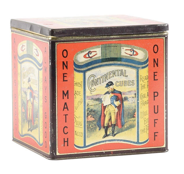 RAREST CONTINENTAL CUBES TOBACCO TIN IN OUTSTANDING CONDITION.