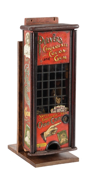 1¢ PULVERS CHOCOLATE COCOA AND GUM VENDING MACHINE.