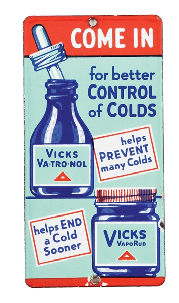 PORCELAIN DOOR PUSH FOR VICKS VA-TRO-NOL AND VICKS VAPORUB.