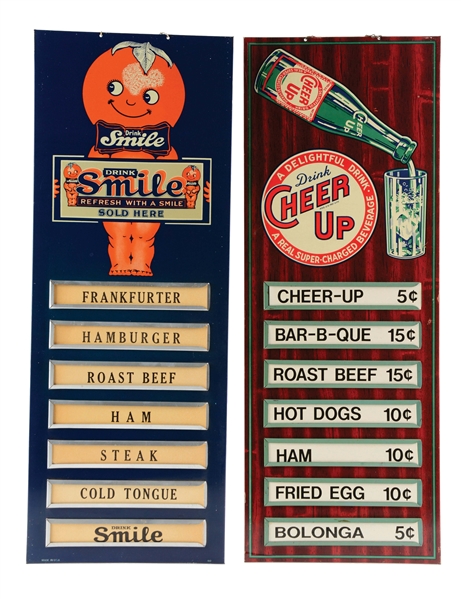 LOT OF 2: SODA FOUNTAIN MENU BOARDS.