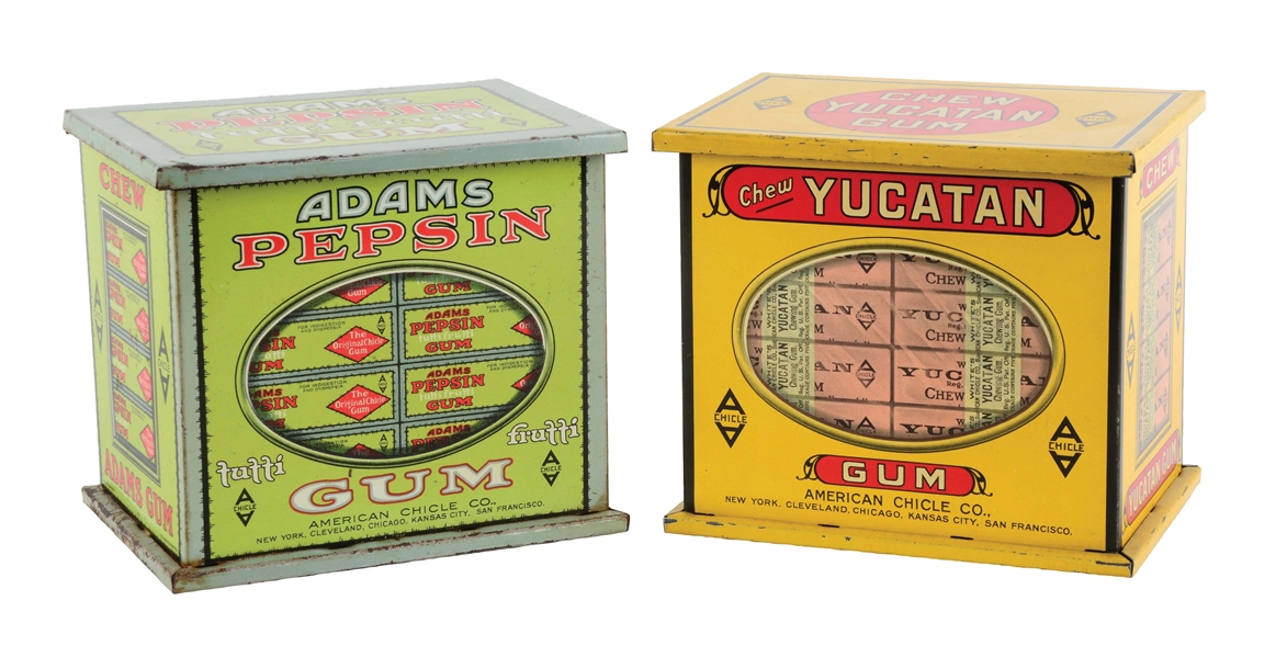 LOT OF 2: CHEWING GUM COUNTER TINS.