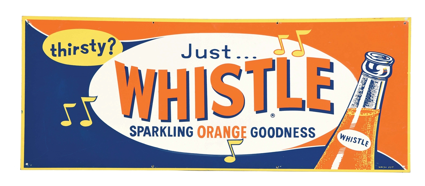 TIN WHISTLE SOFT DRINK SIGN.