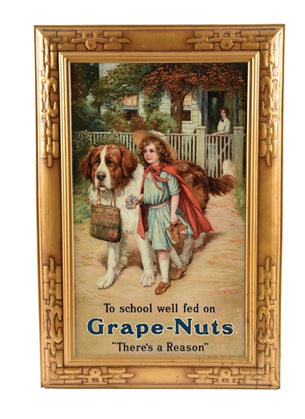 GRAPE-NUTS SELF FRAMED TIN-LITHO SIGN.