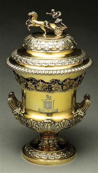 THE VIRGINIA GOLD CUP. AN ENGLISH SILVER GILT TROPHY CUP.