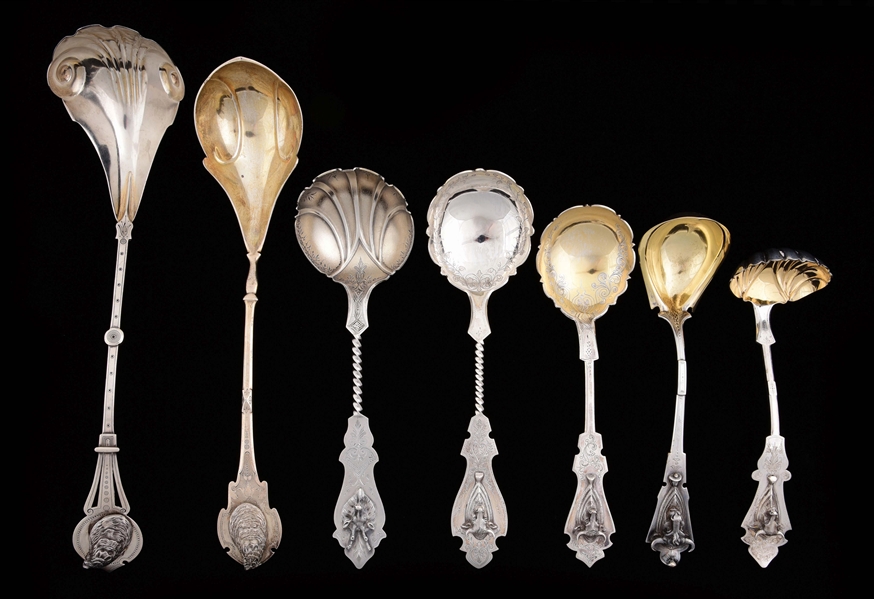 A GROUP OF STERLING SERVING PIECES.