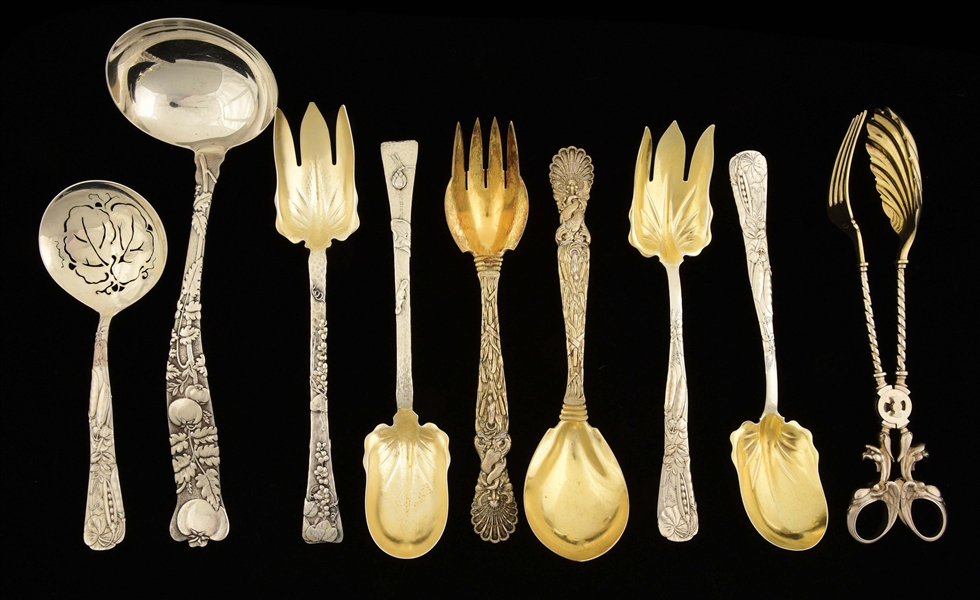 A GROUP OF TIFFANY STERLING SERVING PIECES.
