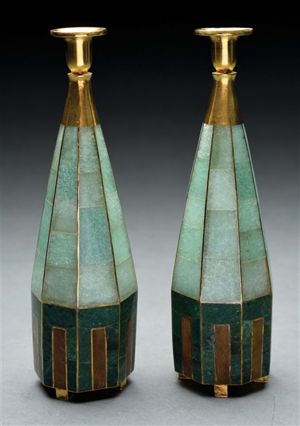 PAIR OF STERLING SILVER CANDLE STICKS BY GOUDJI.