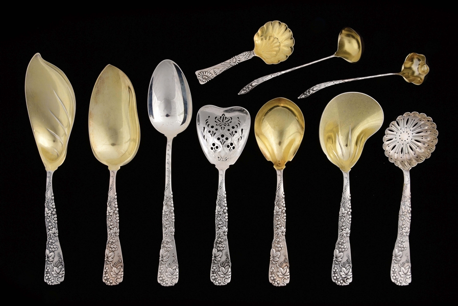 A GROUP OF TIFFANY STERLING SERVING PIECES.