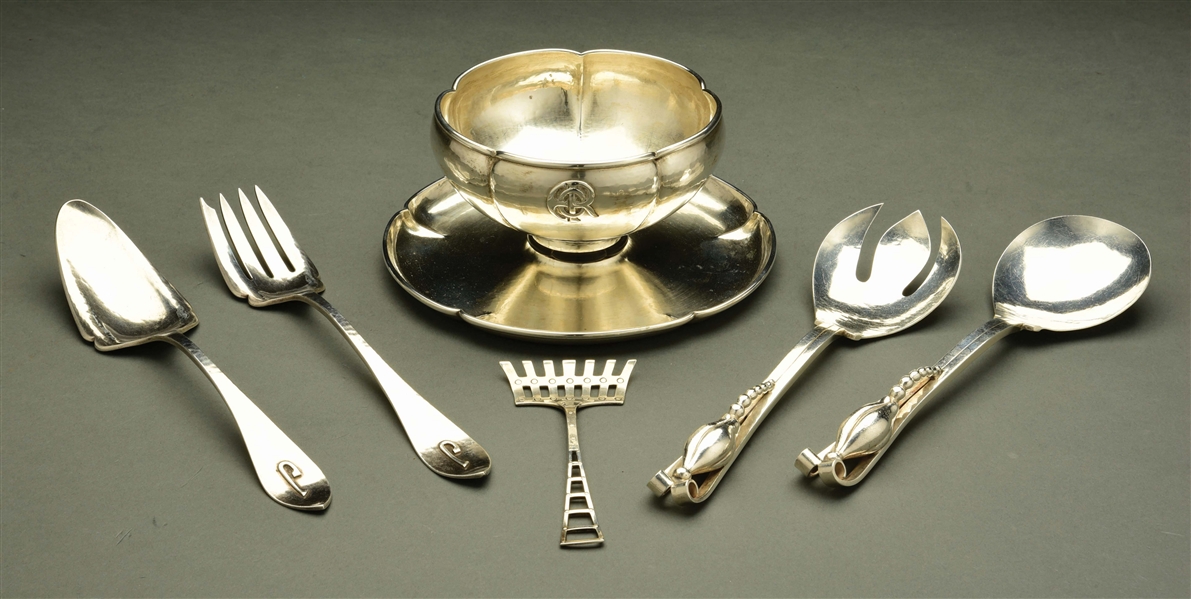 A GROUP OF AMERICAN 20TH CENTURY STERLING UTENSILS.