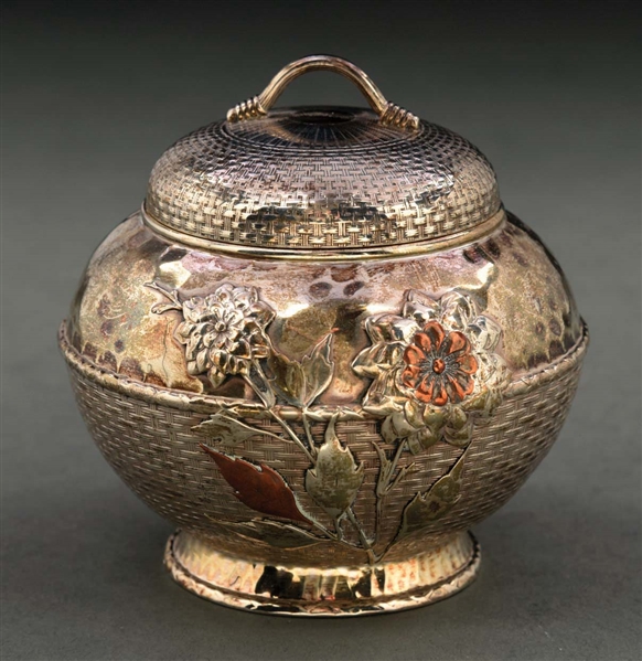 A WHITING STERLING TEA CADDY.