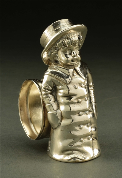 BOY WITH HANDS IN POCKETS FIGURAL NAPKIN RING.