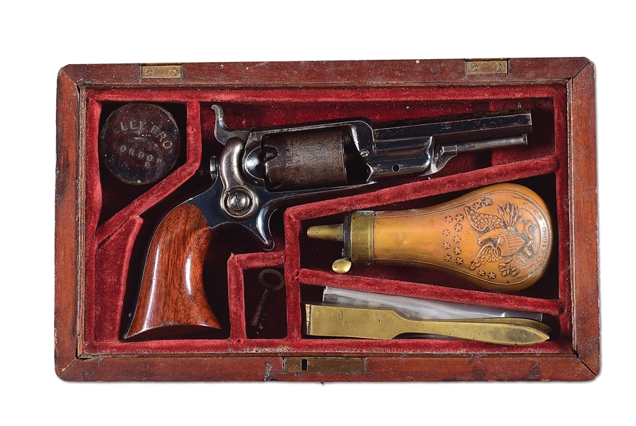 (A) CASED COLT 1855 SIDEHAMMER (ROOT) PERCUSSION REVOLVER.