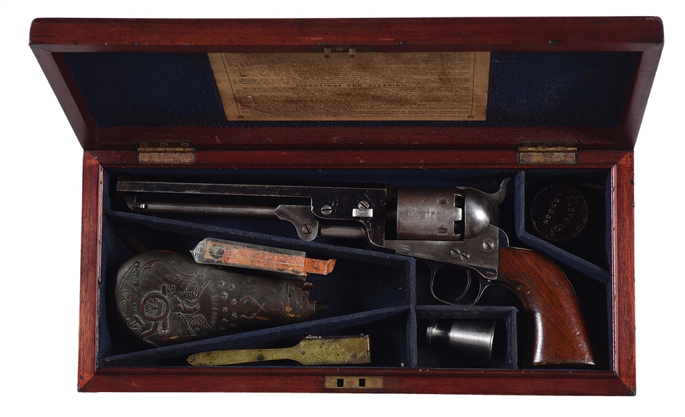 (A) CASED LONDON COLT 1851 NAVY PERCUSSION REVOLVER 
