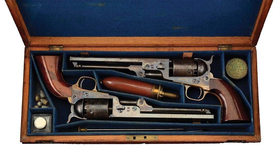 (A) STUNNING CASED PAIR OF COLT 1851 NAVY PERCUSSION REVOLVERS.