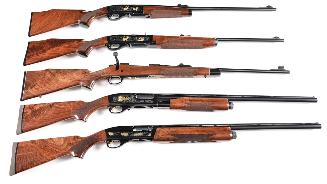 (M) EXTREMELY RARE (LESS THAN 30 MADE!) SET OF FIVE BOXED REMINGTON 180TH ANNIVERSARY FIREARMS.
