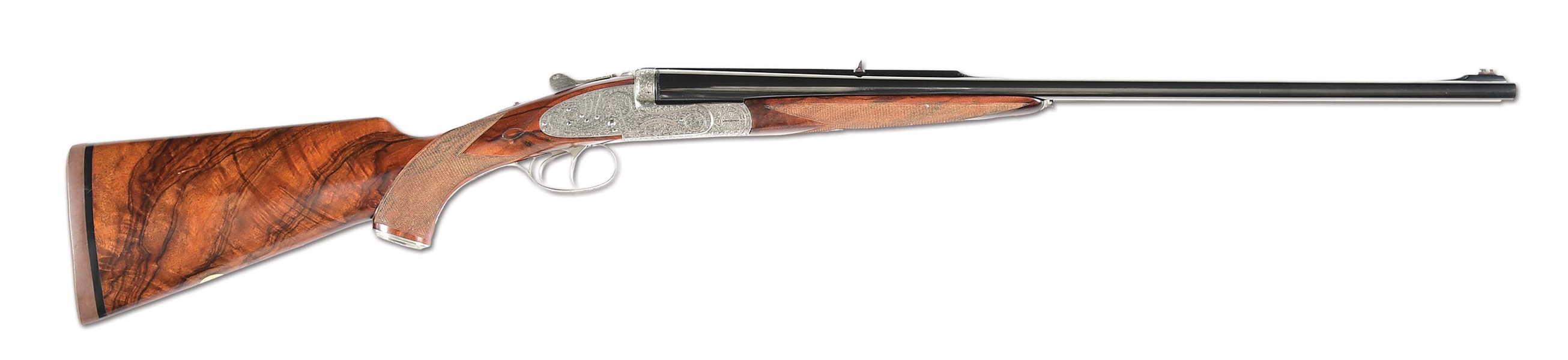 (M) THE VERY FIRST FACTORY ENGRAVED ARMAS GARBI EXPRESS #2 SIDE BY SIDE DOUBLE RIFLE.