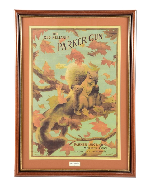 HIGHLY DESIRABLE REPRODUCTION PARKER BROS. "SQUIRREL POSTER."