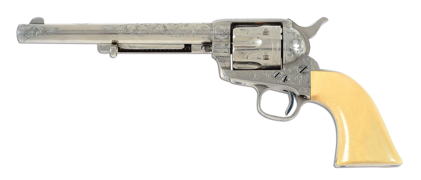 (A) DOCUMENTED FACTORY ENGRAVED BLACKPOWDER COLT .45 LC SINGLE ACTION ARMY REVOLVER.