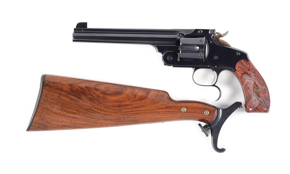 (A) SMITH & WESSON NO. 3 TARGET .44 RUSSIAN CALIBER REVOLVER WITH SHOULDER STOCK.