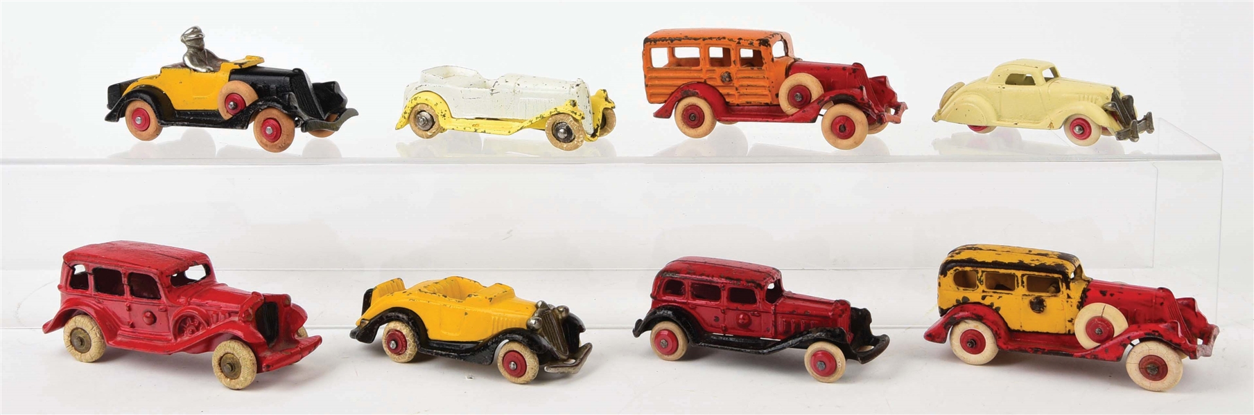 LOT OF 8: VARIOUS CAST-IRON AMERICAN MADE AUTOMOBILES.