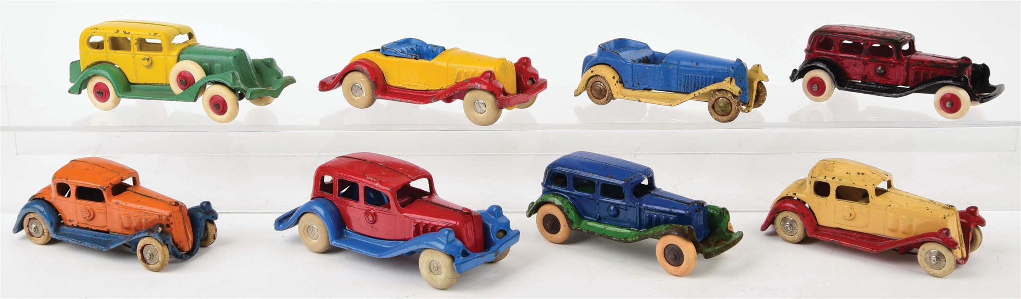 LOT OF 8: CAST-IRON AMERICAN MADE AUTOMOBILES.