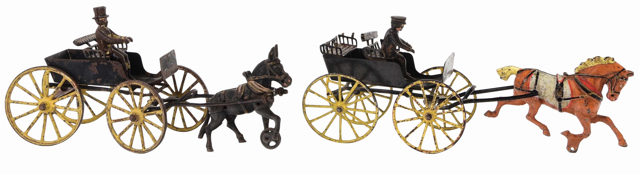 LOT OF 2: EARLY AMERICAN MADE ANIMAL-DRAWN CARTS.