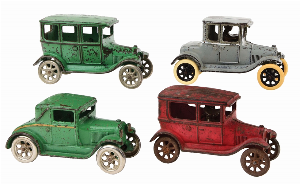 LOT OF 4: AMERICAN MADE ARCADE AUTOMOBILE TOYS.