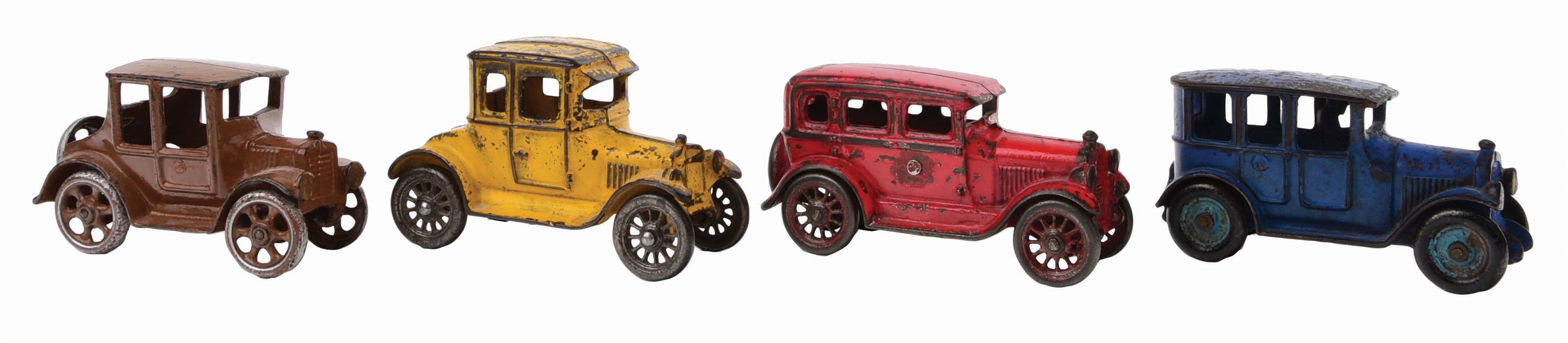 LOT OF 4: AMERICAN MADE CAST-IRON VEHICLES.