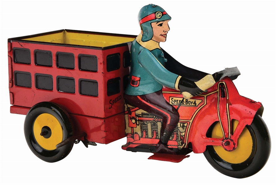 MARX TIN-LITHO WIND-UP SPEEDBOY 4 MOTORCYCLE TOY.