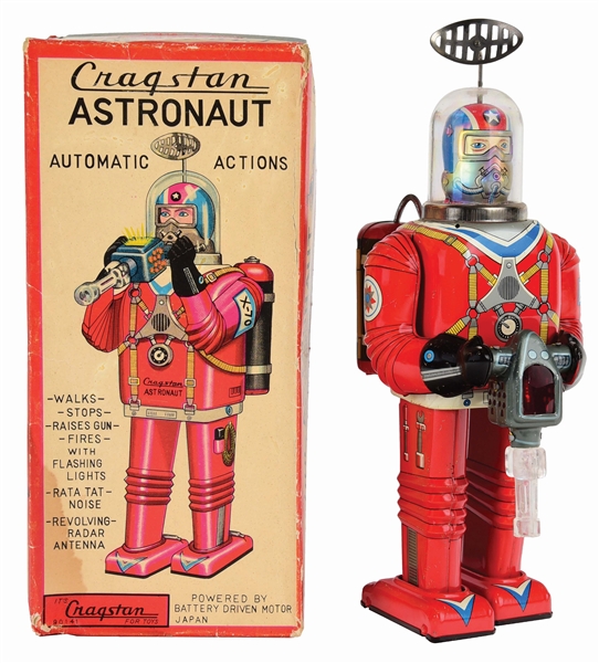 JAPANESE TIN-LITHO BATTERY-OPERATED CRAGSTON ASTRONAUT.