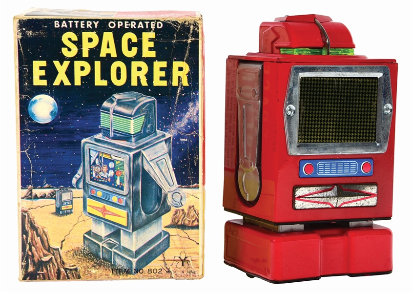 JAPANESE TIN-LITHO BATTERY OPERATED SPACE EXPLORER ROBOT.