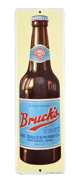 BRUCKS BEER PORCELAIN DOOR PUSH SIGN.