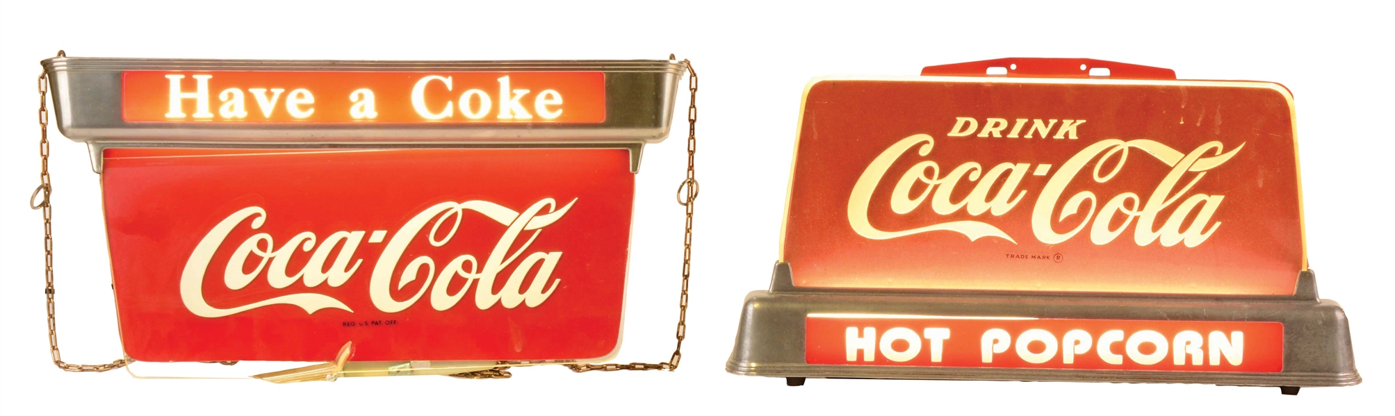 LOT OF 2: COCA-COLA LIGHT UP SIGNS.