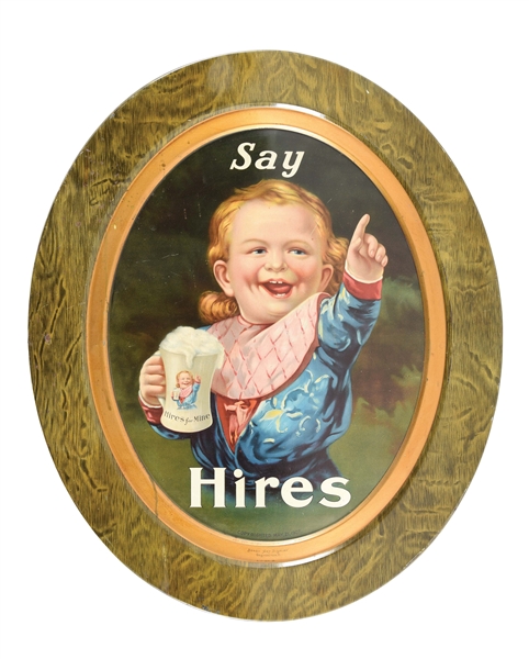 HIRES ROOT BEER TIN SELF FRAMED ADVERTISING SIGN.