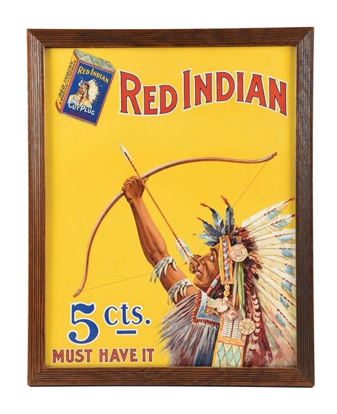 RED INDIAN CUT PLUG TOBACCO POSTER.