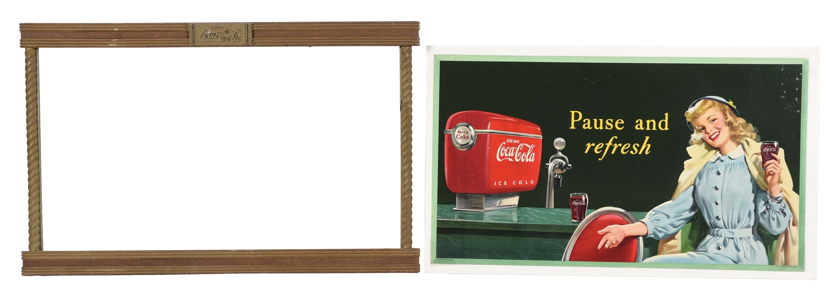 COCA-COLA PAUSE AND REFRESH FRAMED POSTER.