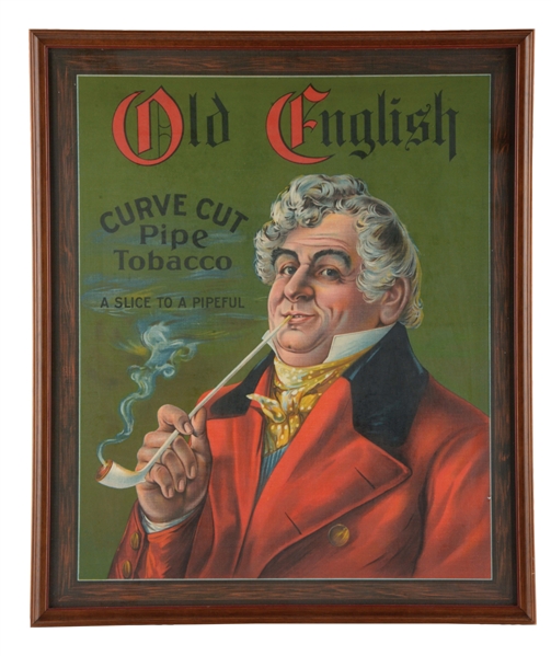 OLD ENGLISH CURVED CUT PIPE TOBACCO LITHOGRAPH.