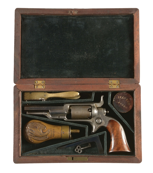 (A) CASED COLT  MODEL 1855 SIDEHAMMER "ROOT" PERCUSSION REVOLVER.