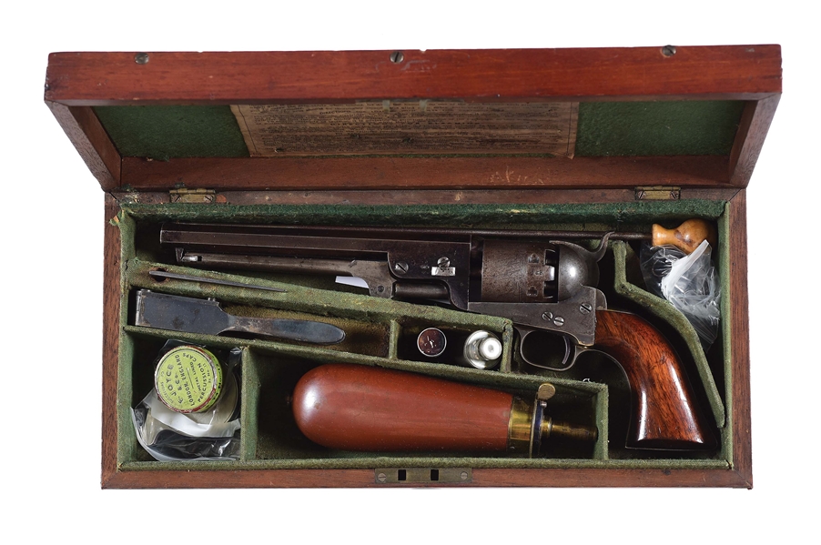 (A) LONDON CASED COLT MODEL 1851 NAVY REVOLVER WITH ACCESSORIES 