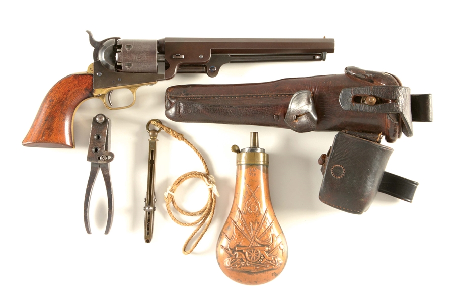 (A) COLT MODEL 1851 KM MARKED NAVY PERCUSSION REVOLVER.