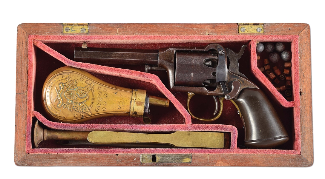 (A) REMINGTON BEALS .31 FIRST ISSUE POCKET REVOLVER WITH CASE AND ACCESSORIES