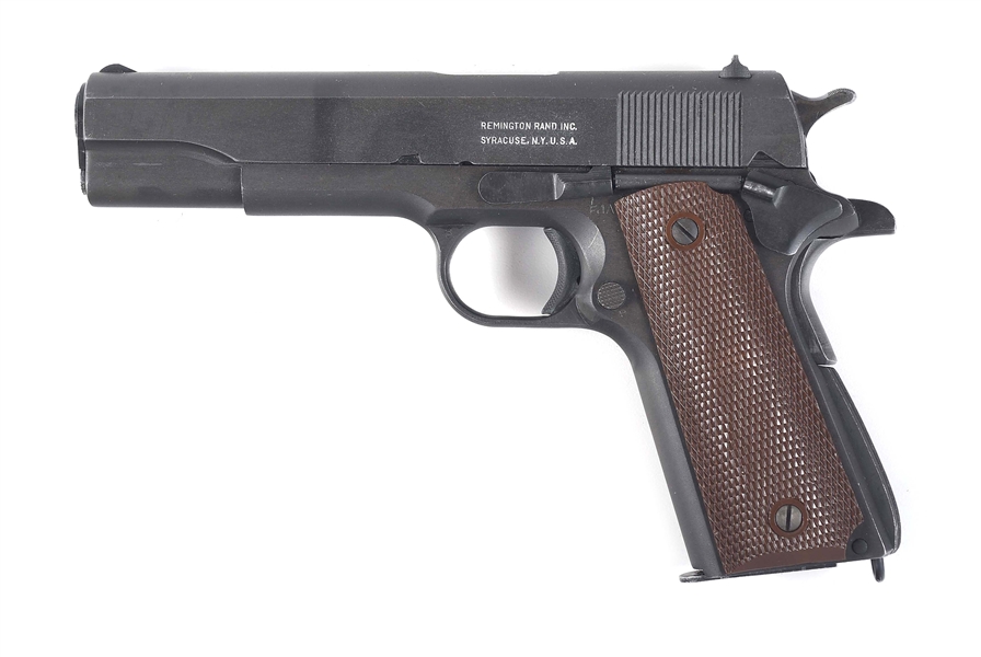 (C) VERY FINE CONDITION WWII REMINGTON RAND 1911A1 SEMI-AUTOMATIC PISTOL.